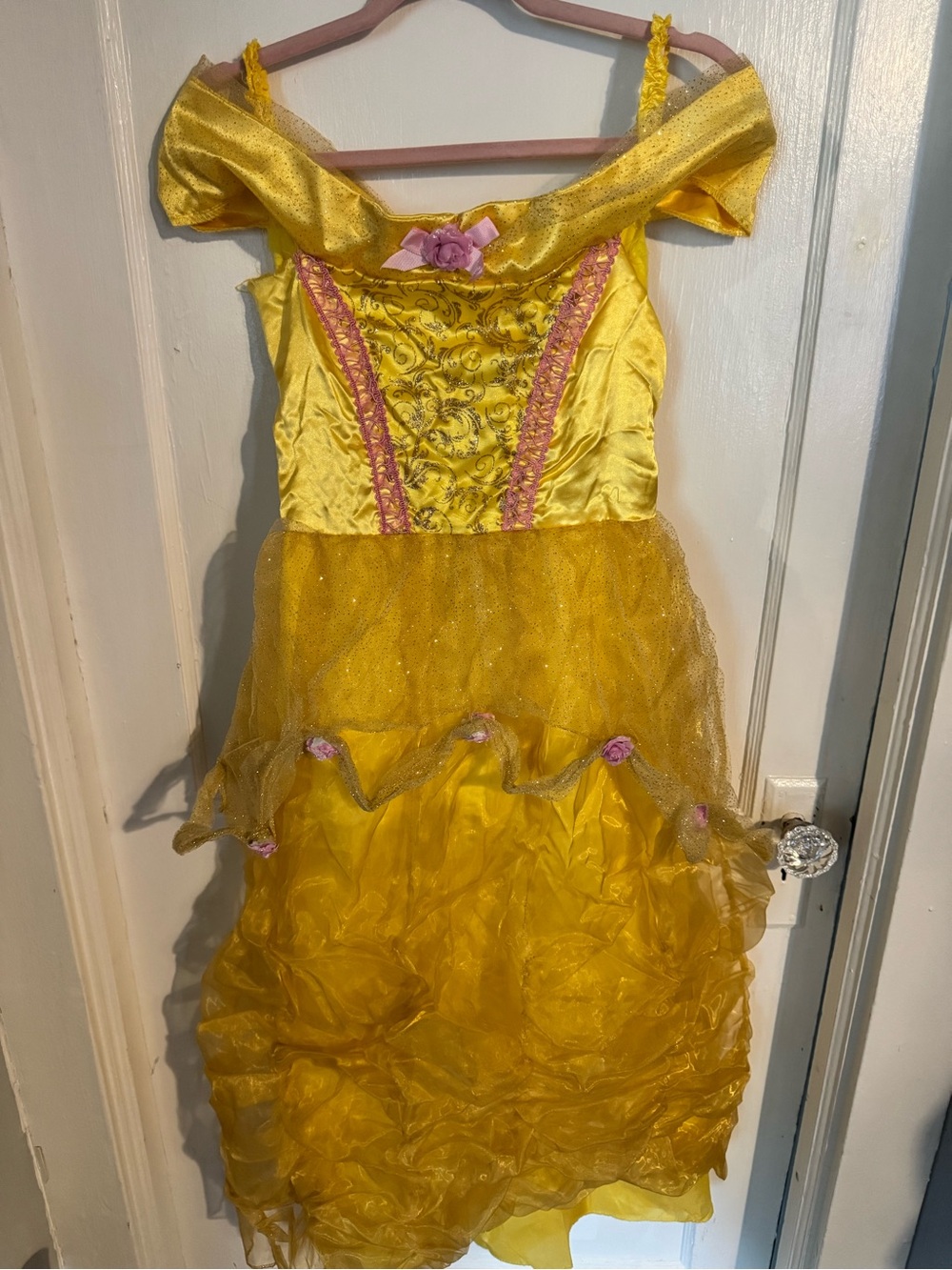 Disney Yellow Princess Costume Dress with Pink Rose Accents